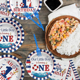 96Pcs Nautical Anchor Party Supplies Navy Anchor 1st Birthday Plates