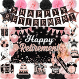 22Pcs Rose Gold Retirement Party Decorations for Women Happy