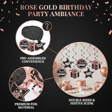 Rose Gold and Black Birthday Decorations Party Supplies Kit with