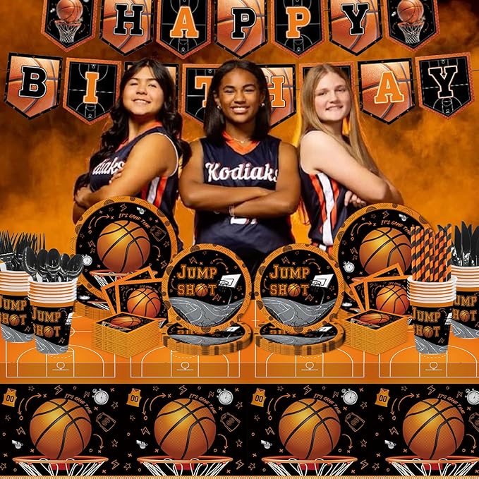 194pcs Basketball Party Plates and Napkins Set Birthday Party