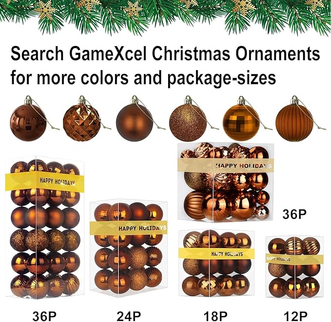 Bronze Christmas Ornaments - Christmas Tree Decorations Shatterproof