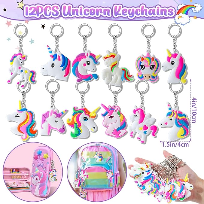 12 Sets Unicorn Party Favors Birthday Supplies for Girls Drawstring