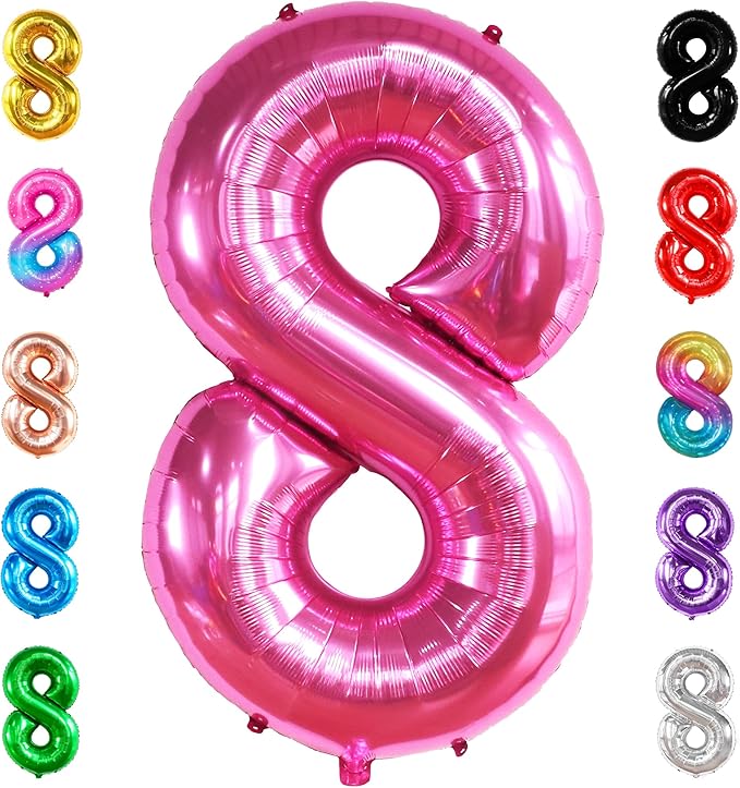 KatchOn, Giant Hot Pink 8 Balloon Number - 40 Inch | Hot Pink 8th