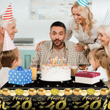 Uiorgui 2pcs 40th Birthday Tablecloth, Black Gold 40th Birthday