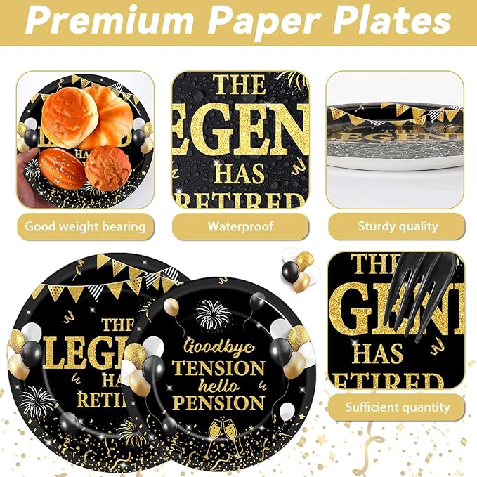 100PCS Happy Retirement Party Supplies The Legend Has Retired Paper