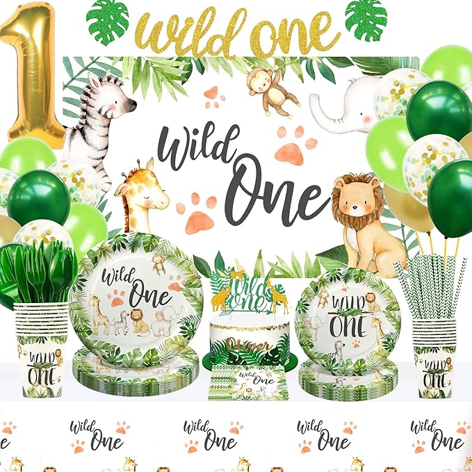 Wild One Birthday Decorations Jungle Theme Party Supplies Tableware