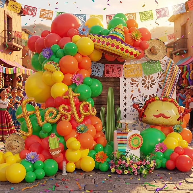 Tesochye Mexican Fiesta Balloon Arch Kit,Cinco De Mayo Party