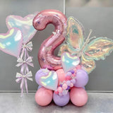 Iridescent Heart Balloons, 9PCS 18Inch Transparent Laser Heart Foil