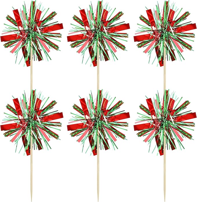 Gyufise 20Pcs Foil Firework Cupcake Toppers Happy Birthday Cake Topper