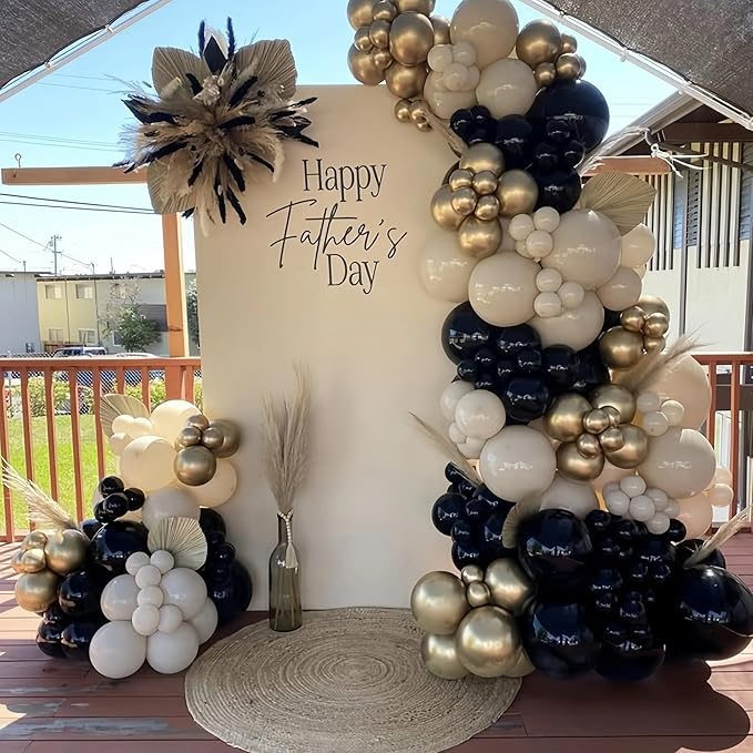 Black and Gold Balloon Arch Kit Black White Sand Beige Cream
