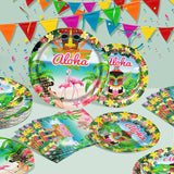 180PCS Hawaiian Aloha Party Supplies Serve 60 Luau Tropical Paper