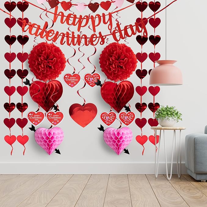 20 Packs Valentine's Day Swirl String Cutout with Garland Party