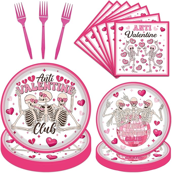 Valentines Day Plates and Napkins Party Decorations 96PCS Anti