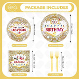 96Pcs Casino Theme Birthday Party Decorations Gold Glitter Plates