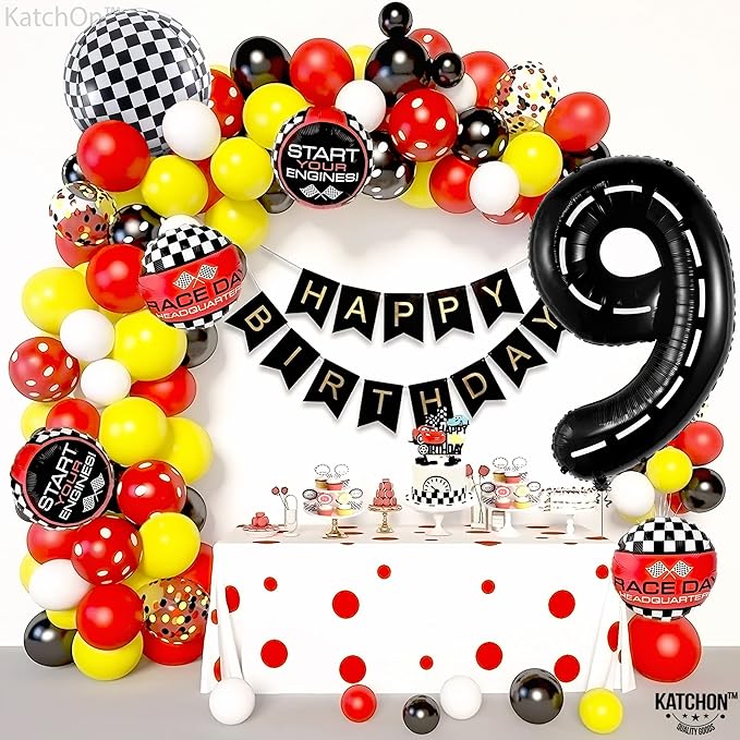 KatchOn, Giant Checkered Number 9 Balloon - 40 Inch | Foil 9 Birthday