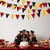 Red Black Gold Party Decorations Metallic Fabric Triangle Pennant