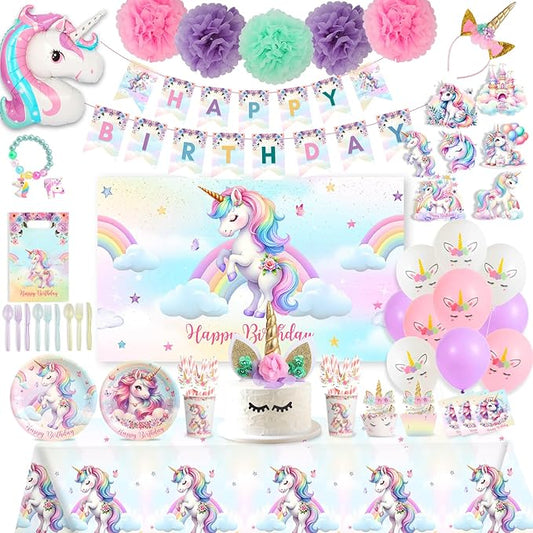 191 Pc Unicorn Birthday Decorations for Girls Complete Unicorn Party