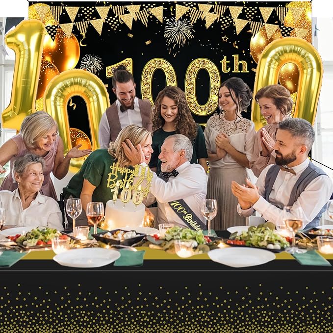 100th Birthday Decorations Men Women with 100th Birthday Banner