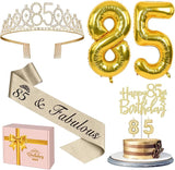 85th Birthday Decorations for Women Gold with 85th Birthday Sash and