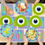 96Pcs Monster 1st Birthday Party Plates and Napkins Happy Monster