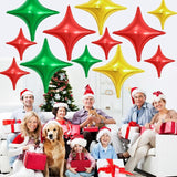 Red Green Gold Christmas Balloons,12Pcs Four Angle Star Foil