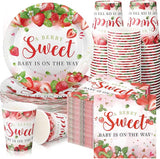 200 Pcs Strawberry Baby Shower Paper Plates Napkins Cups Baby Shower