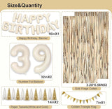 39th Birthday Decorations for Women, White and Gold 39 Boho Birthday
