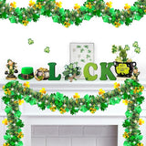 50FT St Patrick's Day Tinsel Garland Green Gold Shamrock Hat Tinsel