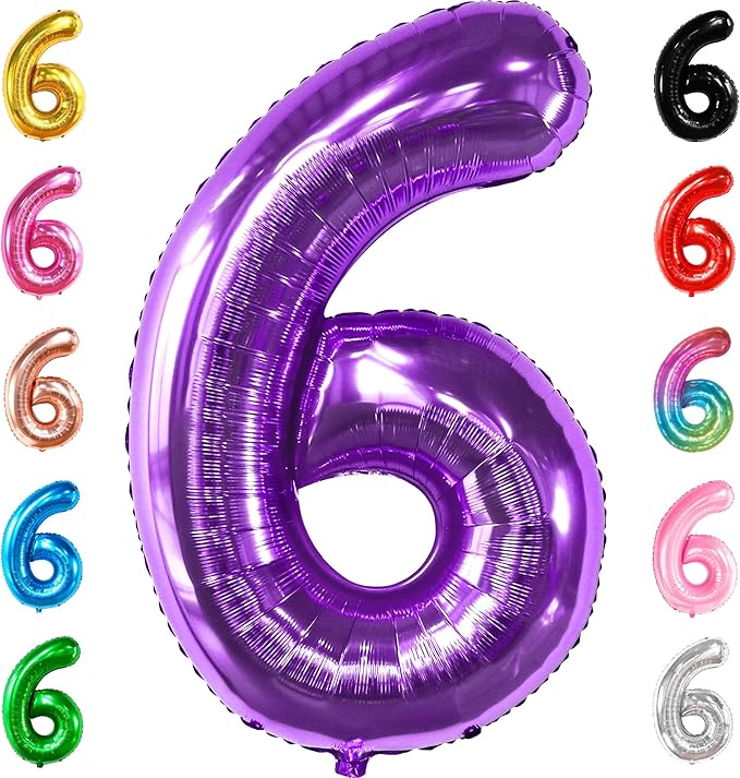KatchOn, Giant Purple Number 6 Balloon - 40 Inch | 6th Birthday