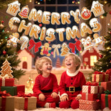 Merry Christmas Banner Gingerbread Christmas Hanging Decoration 3PCS