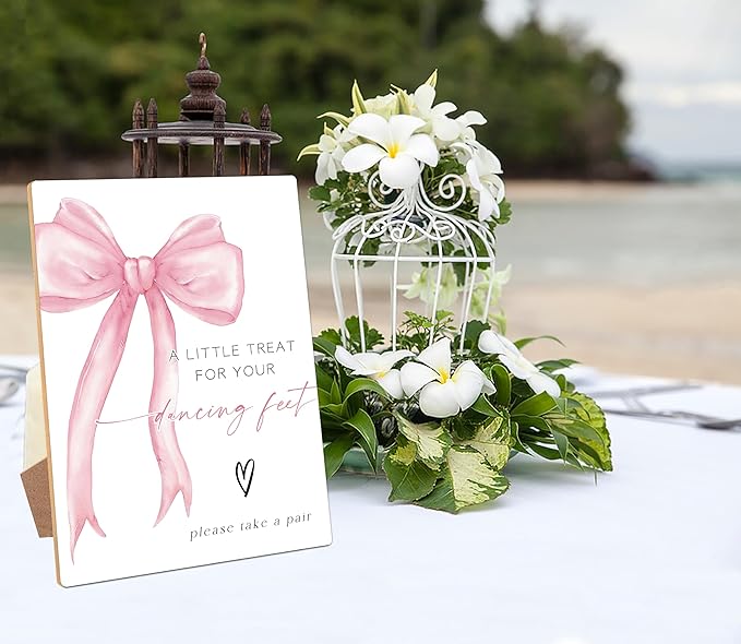 Pink Bow Theme Wooden Wedding Signs A Little Treat for Your Dancing
