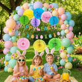 141 Pcs Easter Party Decor Kit Happy Easter Banner Multi Colored