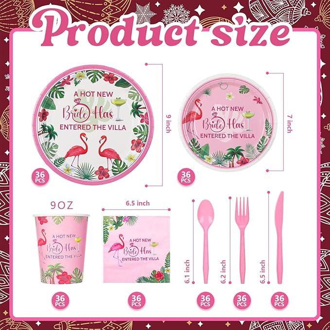 252 Pcs Bachelorette Party Tableware Set Included Plates Napkins