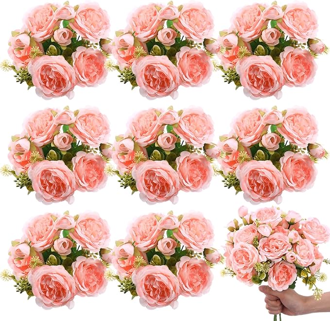 8 Bundles Artificial Peonies Flowers Boho Faux Flowers Arrangements #1