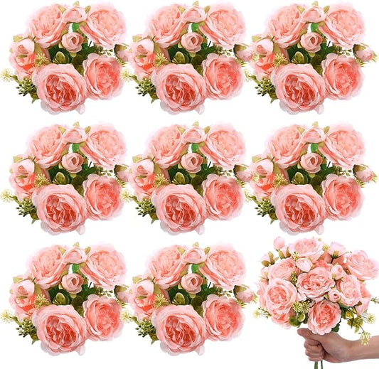 8 Bundles Artificial Peonies Flowers Boho Faux Flowers Arrangements #1