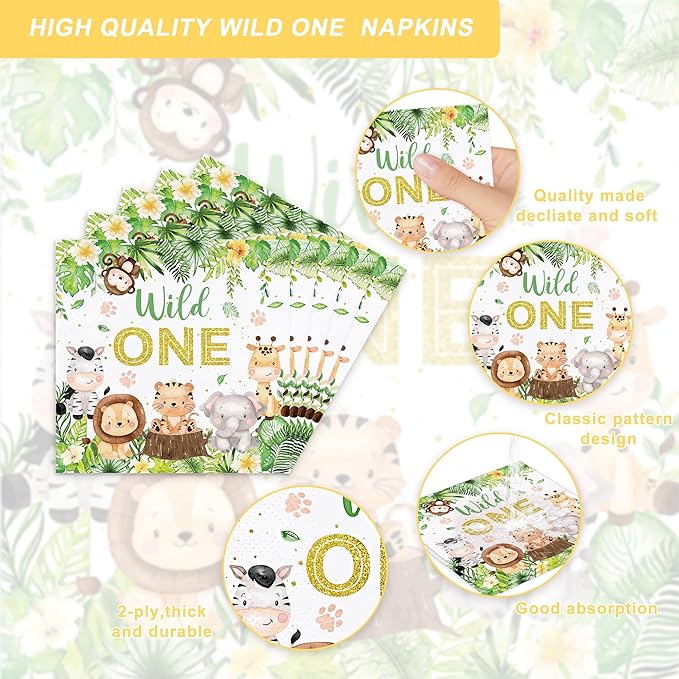 120PCS Wild One Party Supplies for Boys 1st Kids First Birthday