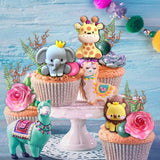 22pcs Safari Jungle Animal Cake Toppers Flower Balls Cake Decoration