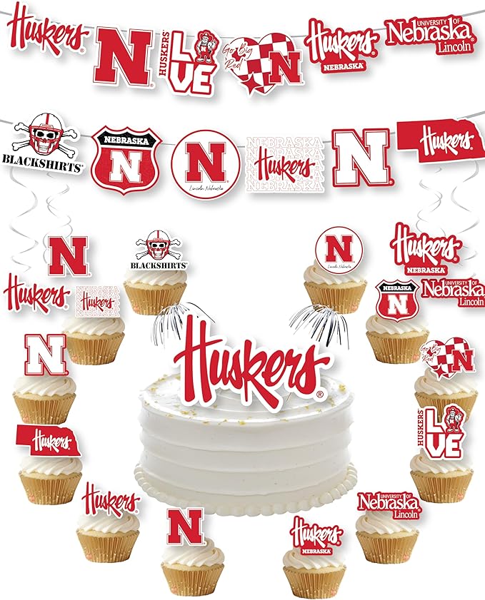 Nebraska Huskers Party Supplies for Football, Birthday Gift,