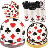 147 PCS Casino Party Supplies Set for 16 Guests Disposable Plates