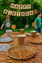 Serves 30 Guest Jungle Safari Zoo Animal Print Birthday Party