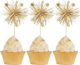 Gyufise 30Pcs Foil Firework Cupcake Toppers Happy Birthday Cake