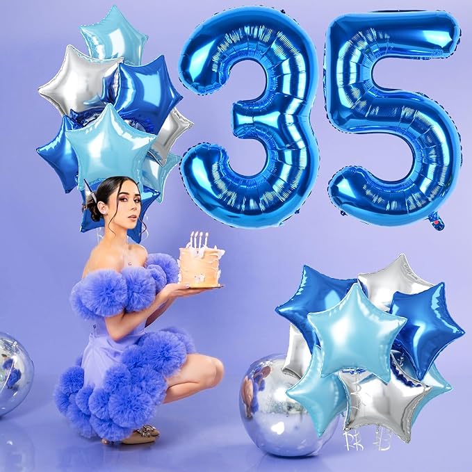 35th Birthday Balloon Decoration for Men, Big Self Inflating Dark