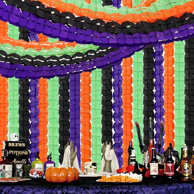 Black Purple Orange Green Halloween Party Decorations 157Ft Four