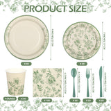 Kochorie 400 Pieces Sage Green Disposable Tableware Sets, Green and
