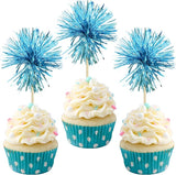 Gyufise 30Pcs Foil Firework Cupcake Toppers Sparkle Tinsel Cake #34