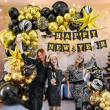 DBKL Black and Gold Balloon Garland Arch Kit, New Years Balloons with