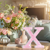 Qunclay Pink Crystal Diamond Letter Wall Decor, Glitter Wooden Bling