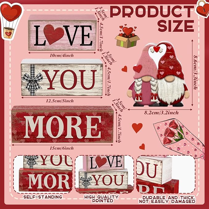 4 Pcs Valentine Day Table Decoration Gnomes Valentine Centerpiece