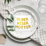 LeZakaa 25Pcs Birthday Paper Napkin, 3-Ply Gold Foil "Older Wiser