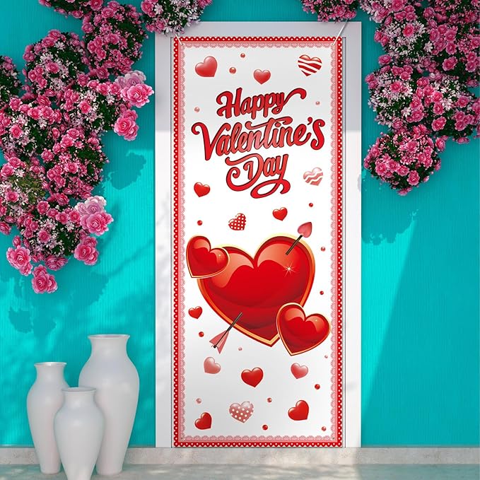 2 Pcs St Patricks Day and Valentine‘S Day Door Covers Green Shamrock
